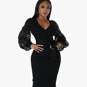 Women’s black classy xl mid length dress